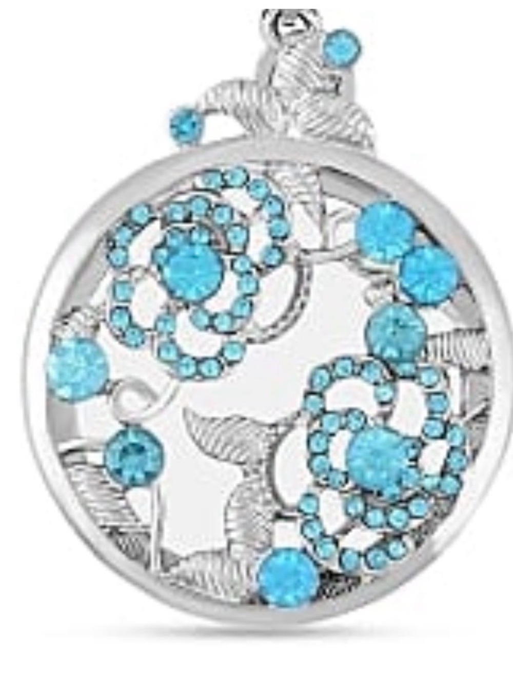 Blue Austrian Crystal and Glass Pendant
Necklace in Silvertone 24 Inches
